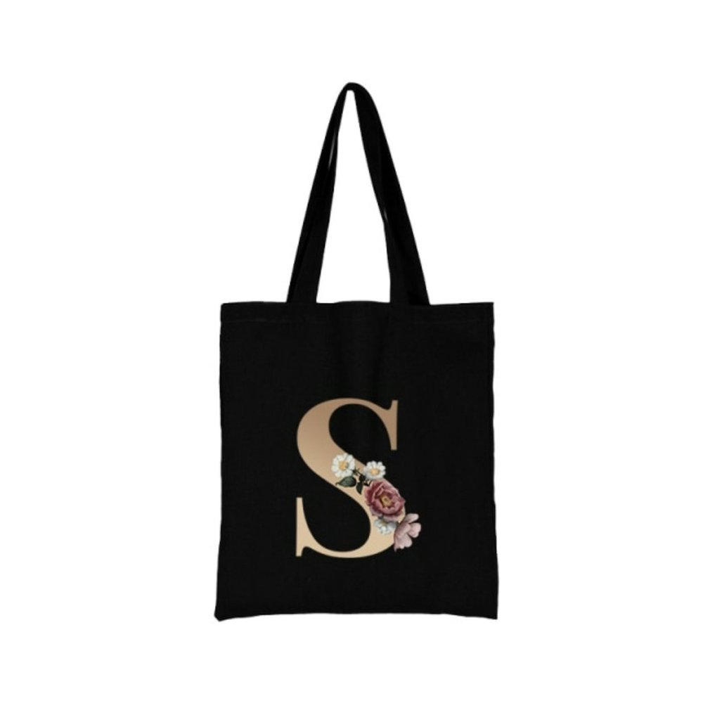 Alphabet Flower Tote Bags